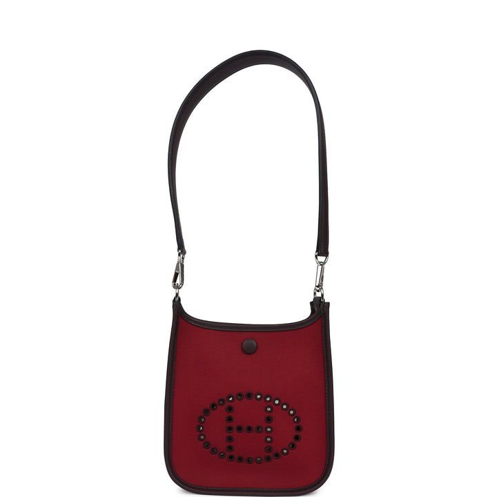 Hermes Neo Evelyne TPM Rubis Officier Canvas and Rouge Sellier Swift Palladium Hardware