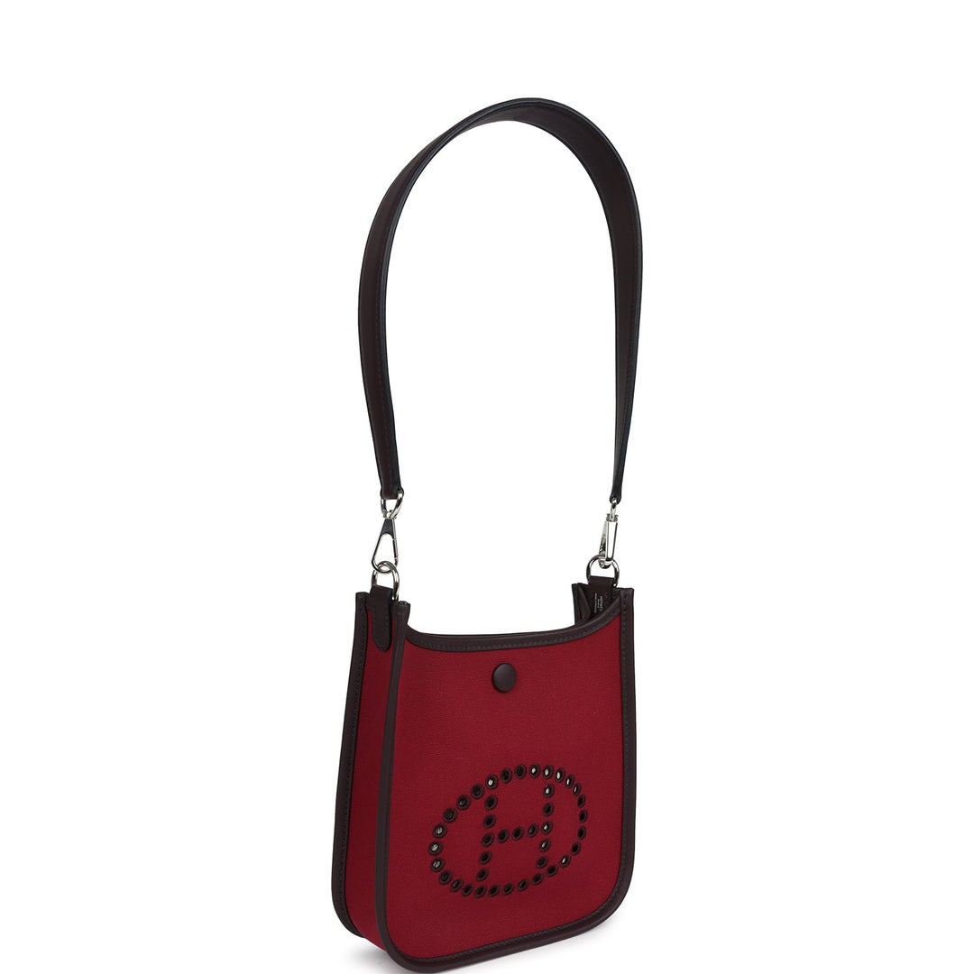 Hermes Neo Evelyne TPM Rubis Officier Canvas and Rouge Sellier Swift Palladium Hardware