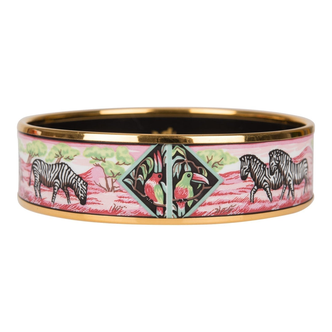 Top quality Hermes "Zebras" Wide Printed Enamel Bracelet GM (70) (  - Excellent)