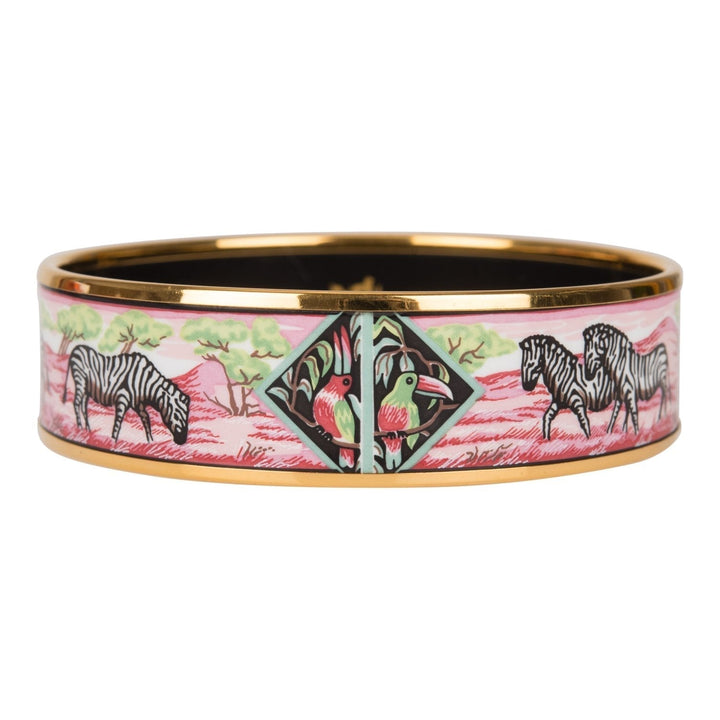 Top quality Hermes "Zebras" Wide Printed Enamel Bracelet GM (70) (  - Excellent)