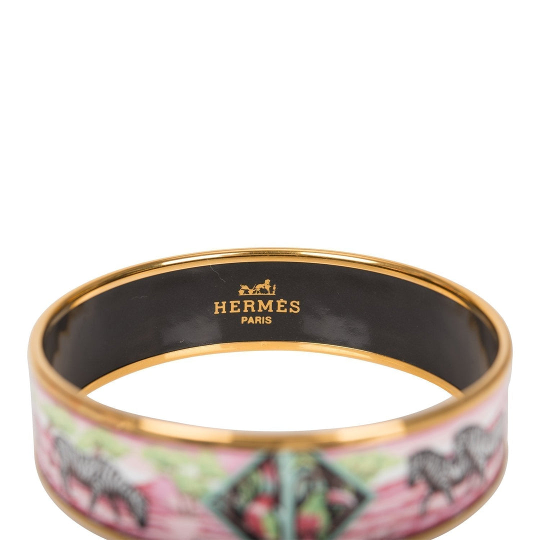 Top quality Hermes "Zebras" Wide Printed Enamel Bracelet GM (70) (  - Excellent)