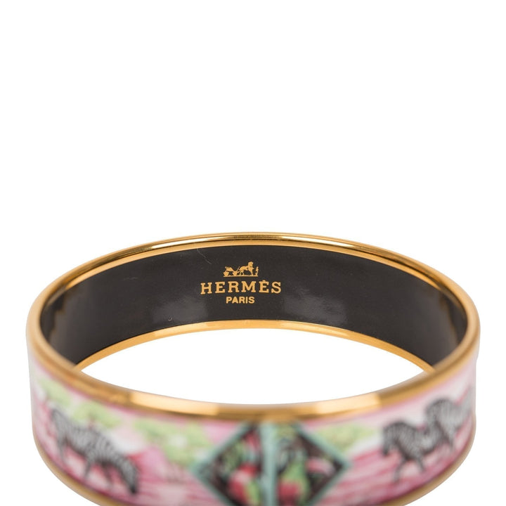 Top quality Hermes "Zebras" Wide Printed Enamel Bracelet GM (70) (  - Excellent)