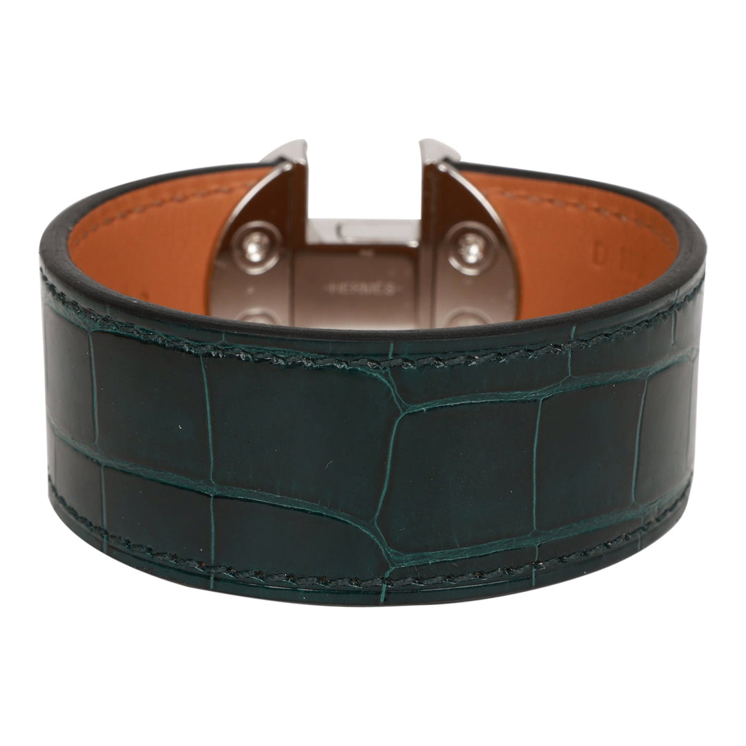 Top quality Hermes Vert Cypress Alligator 2002 H Bracelet PHW T2