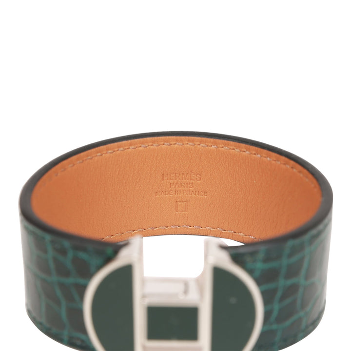Top quality Hermes Vert Cypress Alligator 2002 H Bracelet PHW T2
