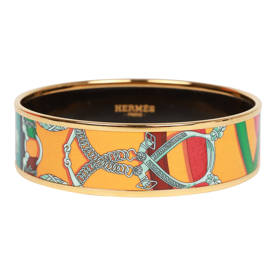 Top quality Hermes Multicolor Wide Printed Enamel Bracelet PM (65)