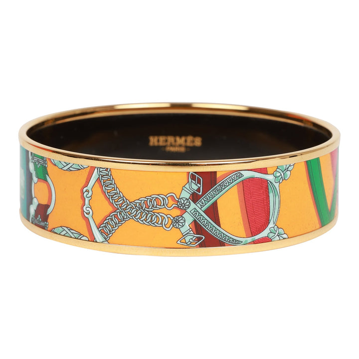 Top quality Hermes Multicolor Wide Printed Enamel Bracelet PM (65)