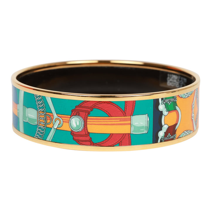 Top quality Hermes Multicolor Wide Printed Enamel Bracelet PM (65)