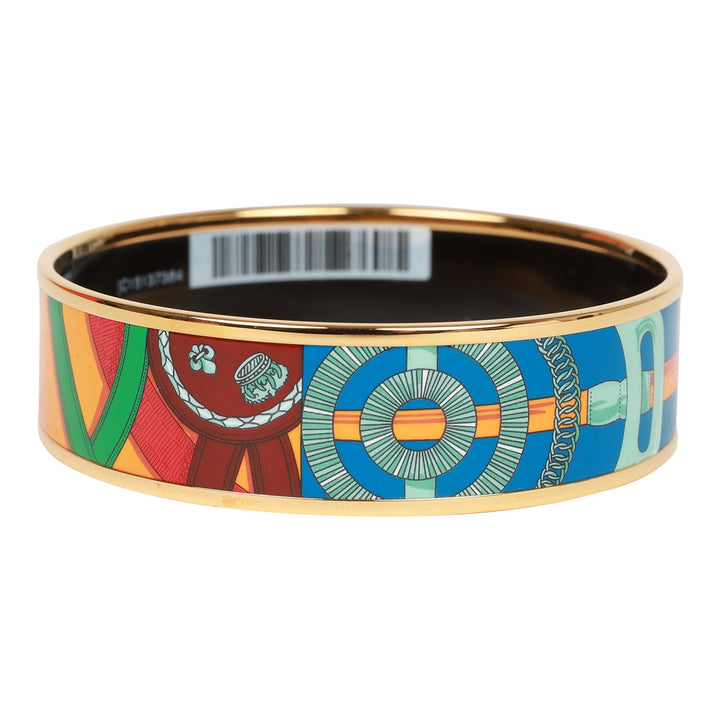 Top quality Hermes Multicolor Wide Printed Enamel Bracelet PM (65)