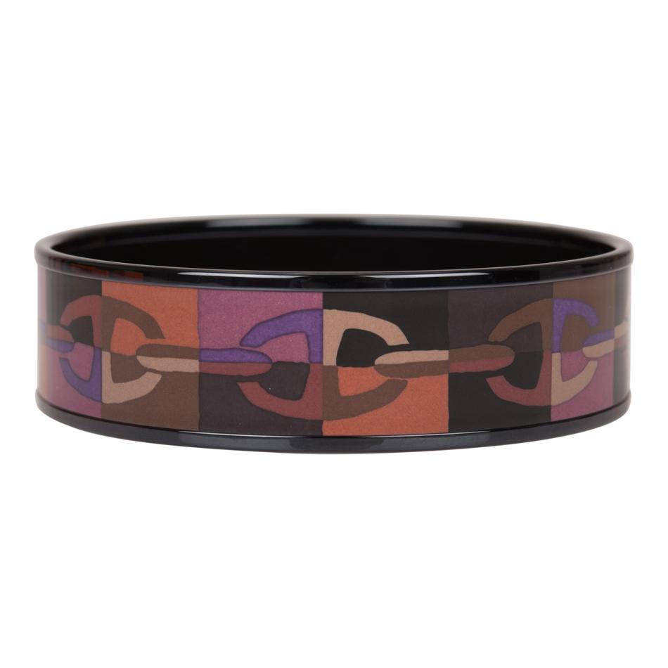 Top quality Hermes "Optique Chain d'Ancre" Wide Printed Enamel Bracelet PM (65)
