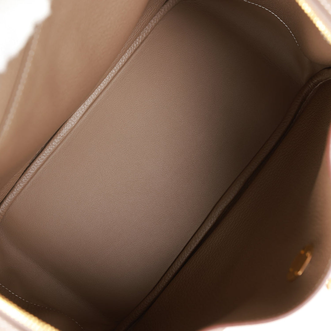 Top quality Hermes Lindy 30 Etoupe Clemence Gold Hardware