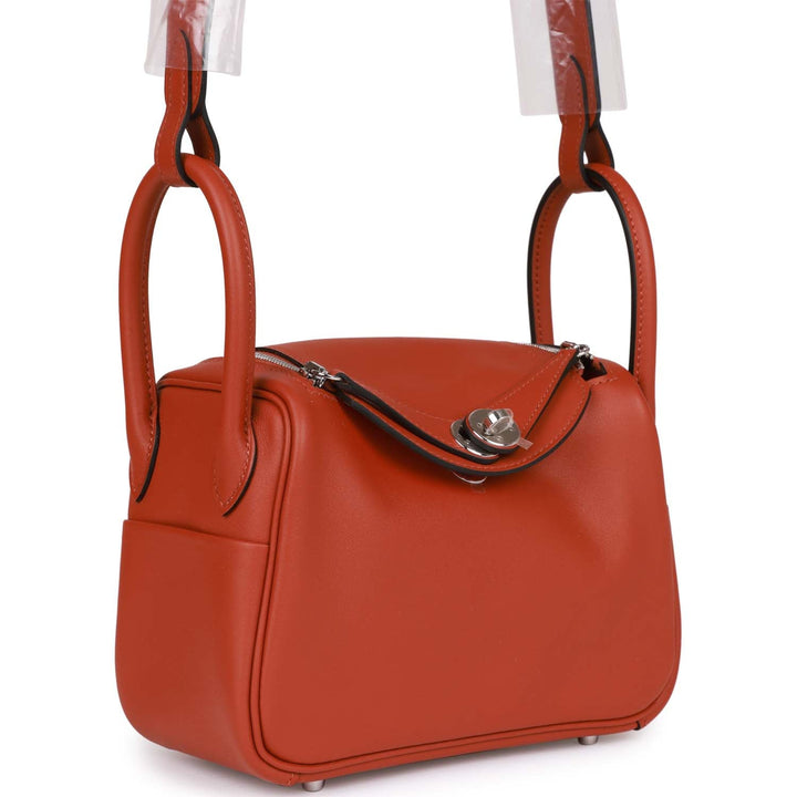 Top quality Hermes Mini Lindy Cuivre Verso Swift Palladium Hardware
