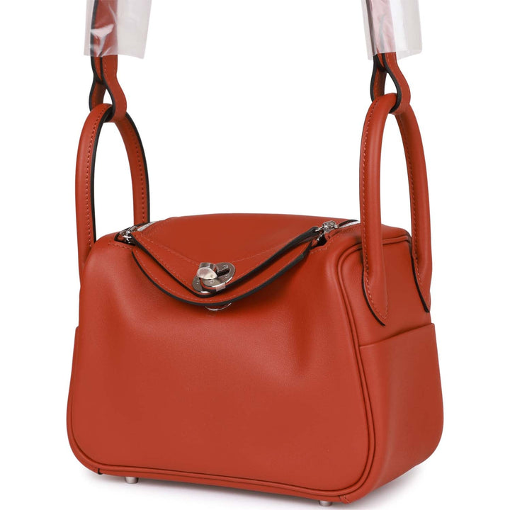 Top quality Hermes Mini Lindy Cuivre Verso Swift Palladium Hardware