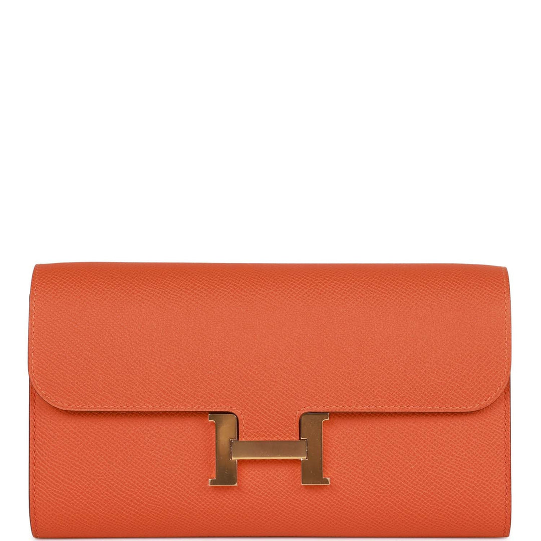 Top quality Hermes Constance Wallet To Go Orange Epsom Gold Hardware