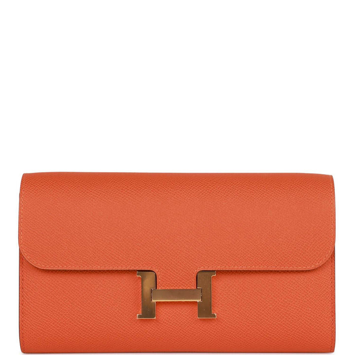 Top quality Hermes Constance Wallet To Go Orange Epsom Gold Hardware
