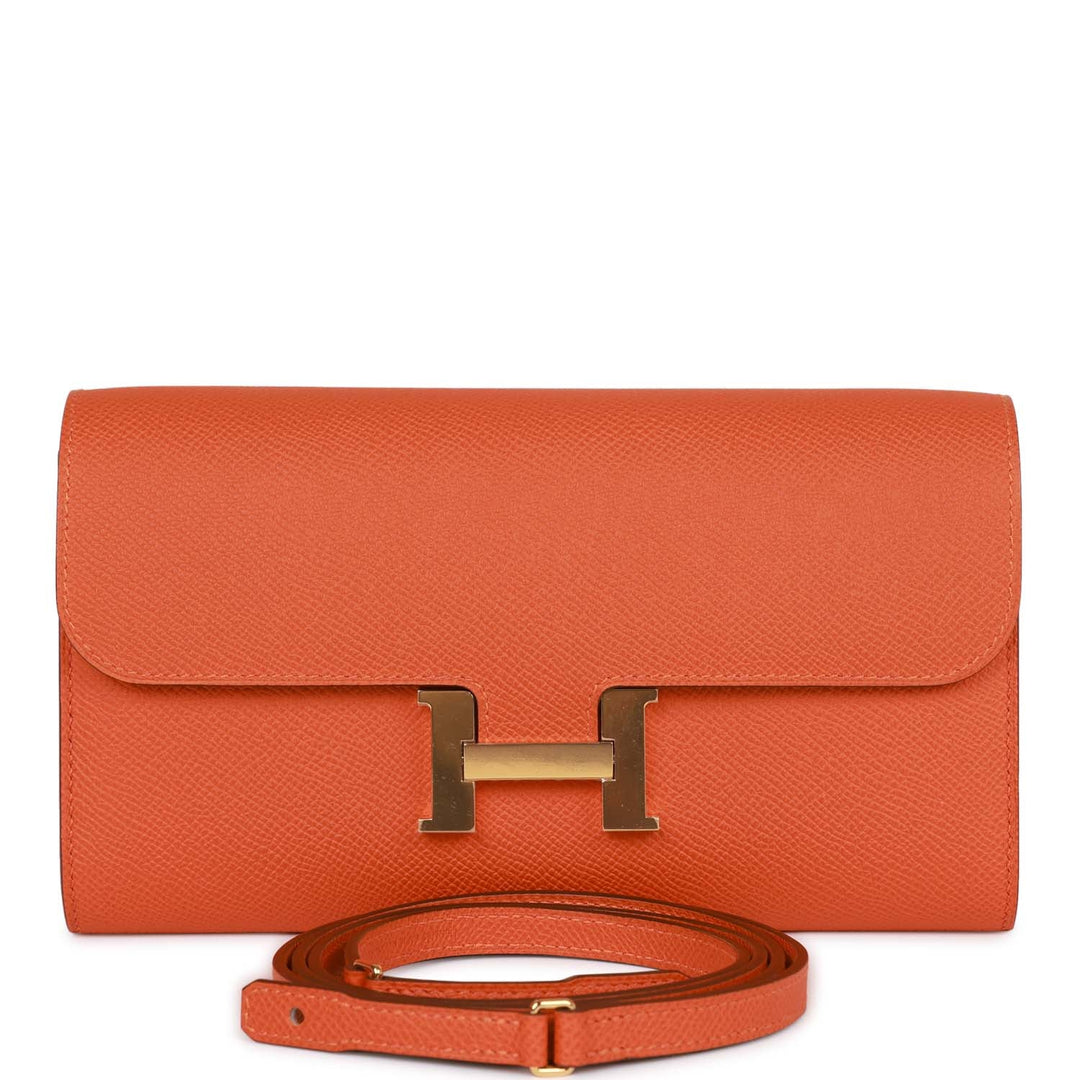 Top quality Hermes Constance Wallet To Go Orange Epsom Gold Hardware