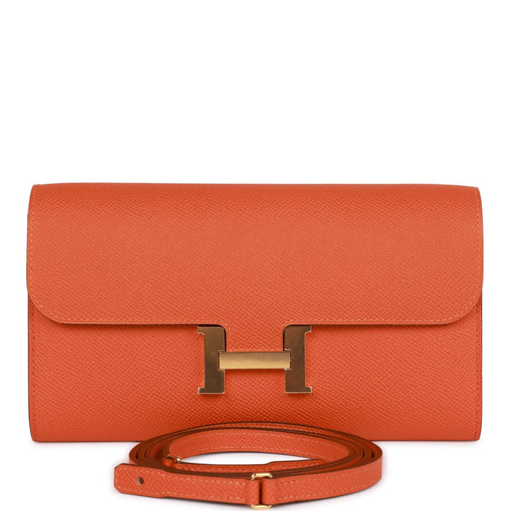 Top quality Hermes Constance Wallet To Go Orange Epsom Gold Hardware