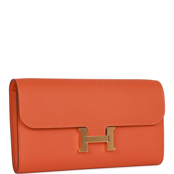 Top quality Hermes Constance Wallet To Go Orange Epsom Gold Hardware
