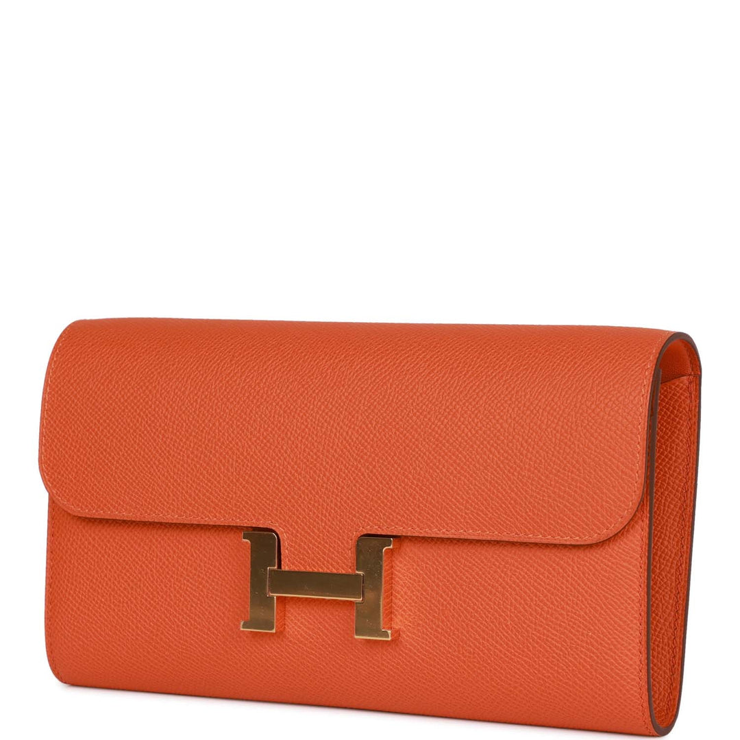 Top quality Hermes Constance Wallet To Go Orange Epsom Gold Hardware