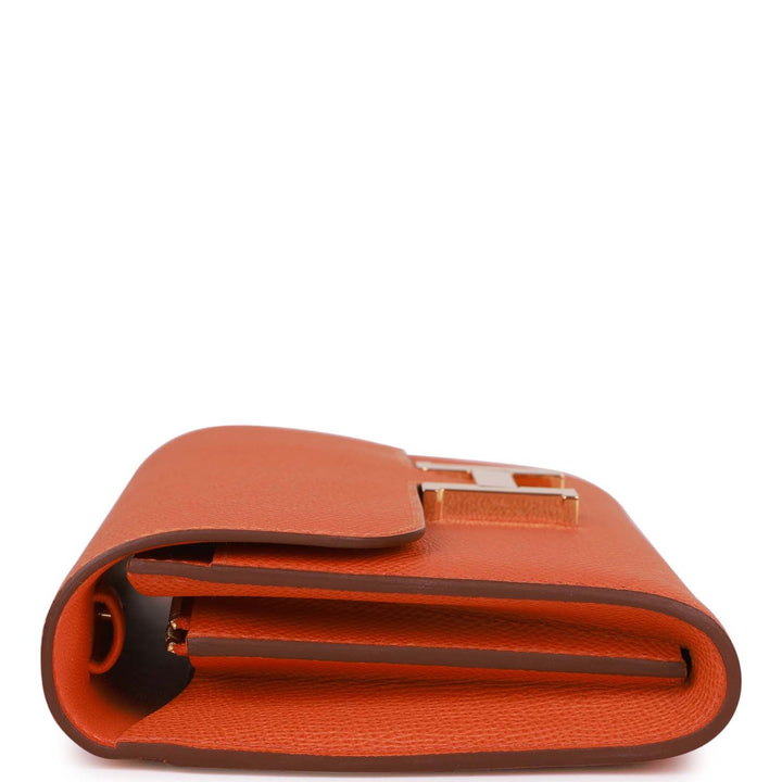 Top quality Hermes Constance Wallet To Go Orange Epsom Gold Hardware