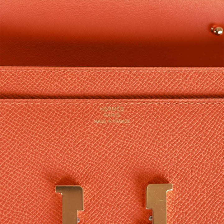 Top quality Hermes Constance Wallet To Go Orange Epsom Gold Hardware