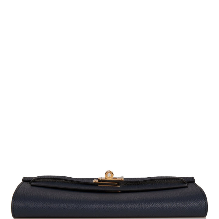 Top quality Hermes Kelly Wallet To Go Bleu Indigo Verso Epsom Gold Hardware