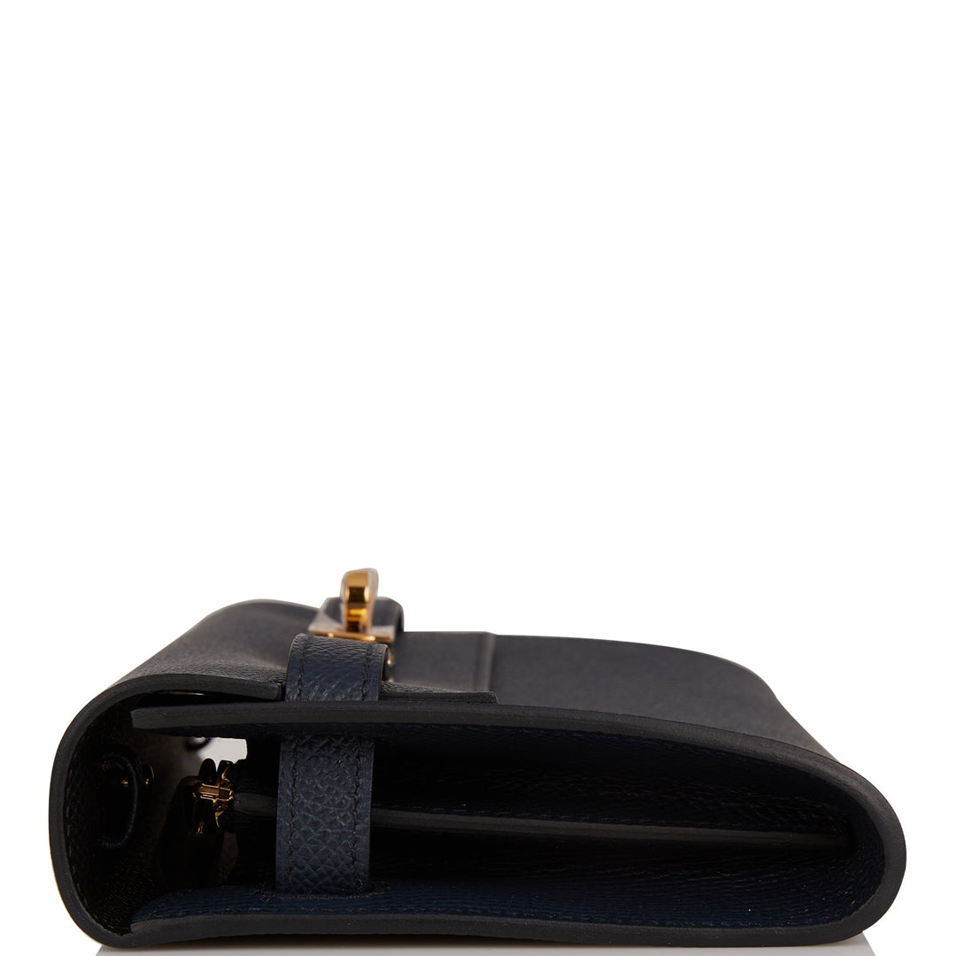 Top quality Hermes Kelly Wallet To Go Bleu Indigo Verso Epsom Gold Hardware