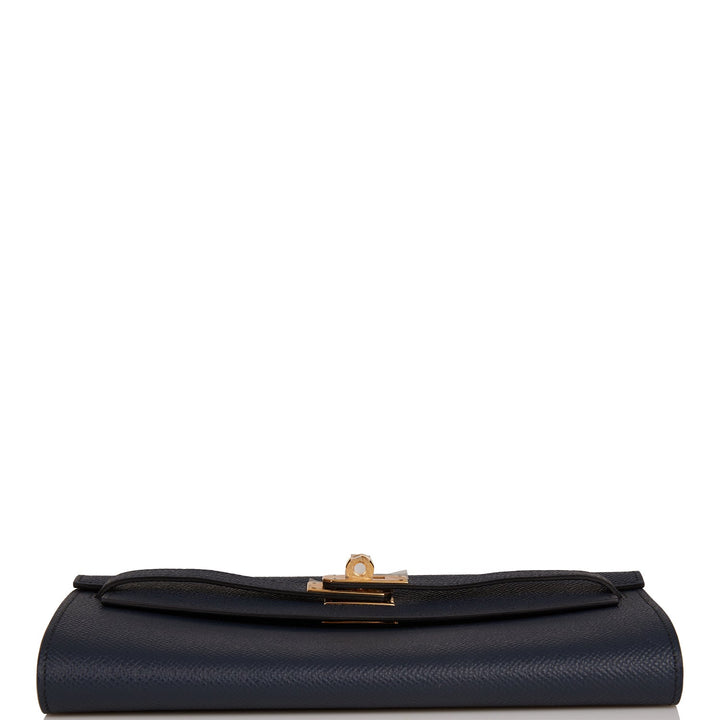 Top quality Hermes Kelly Wallet To Go Bleu Indigo Verso Epsom Gold Hardware