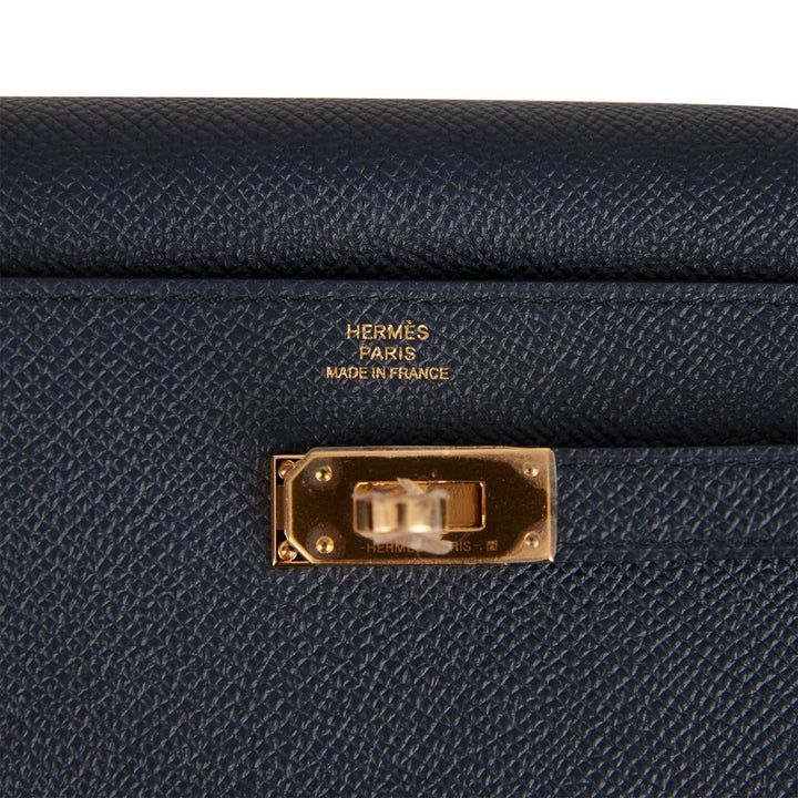 Top quality Hermes Kelly Wallet To Go Bleu Indigo Verso Epsom Gold Hardware