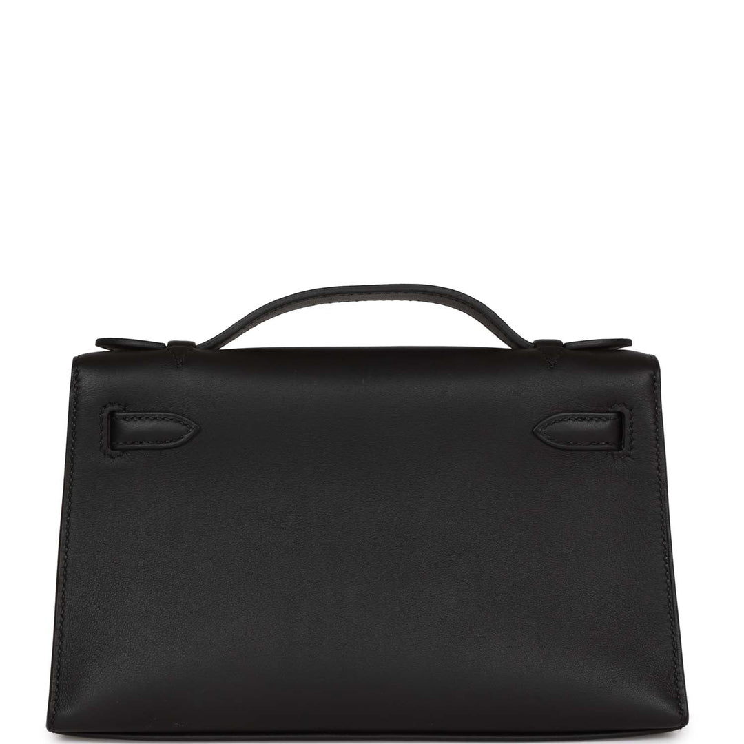 Top quality Hermes Kelly Pochette Black Swift Gold Hardware