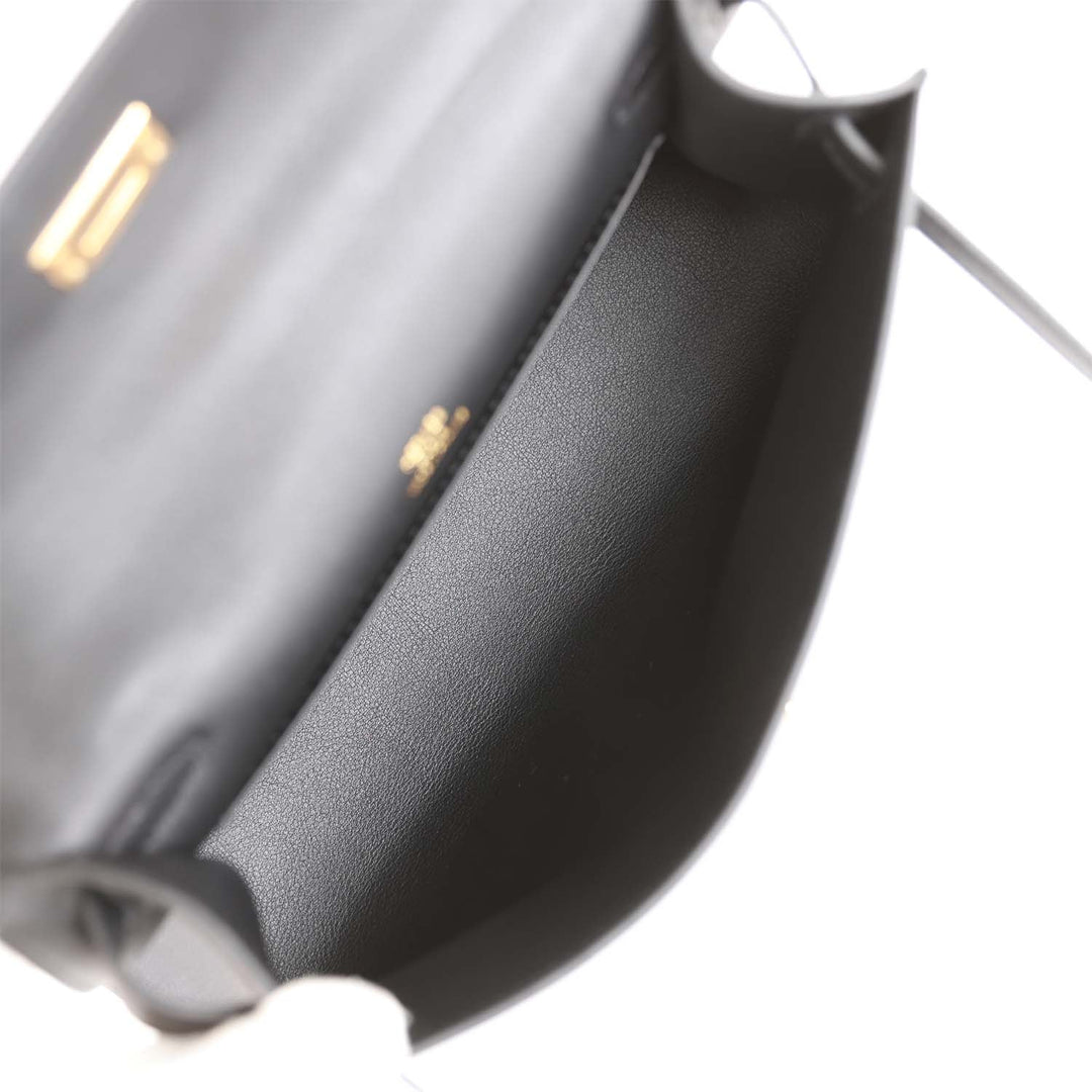 Top quality Hermes Kelly Pochette Black Swift Gold Hardware
