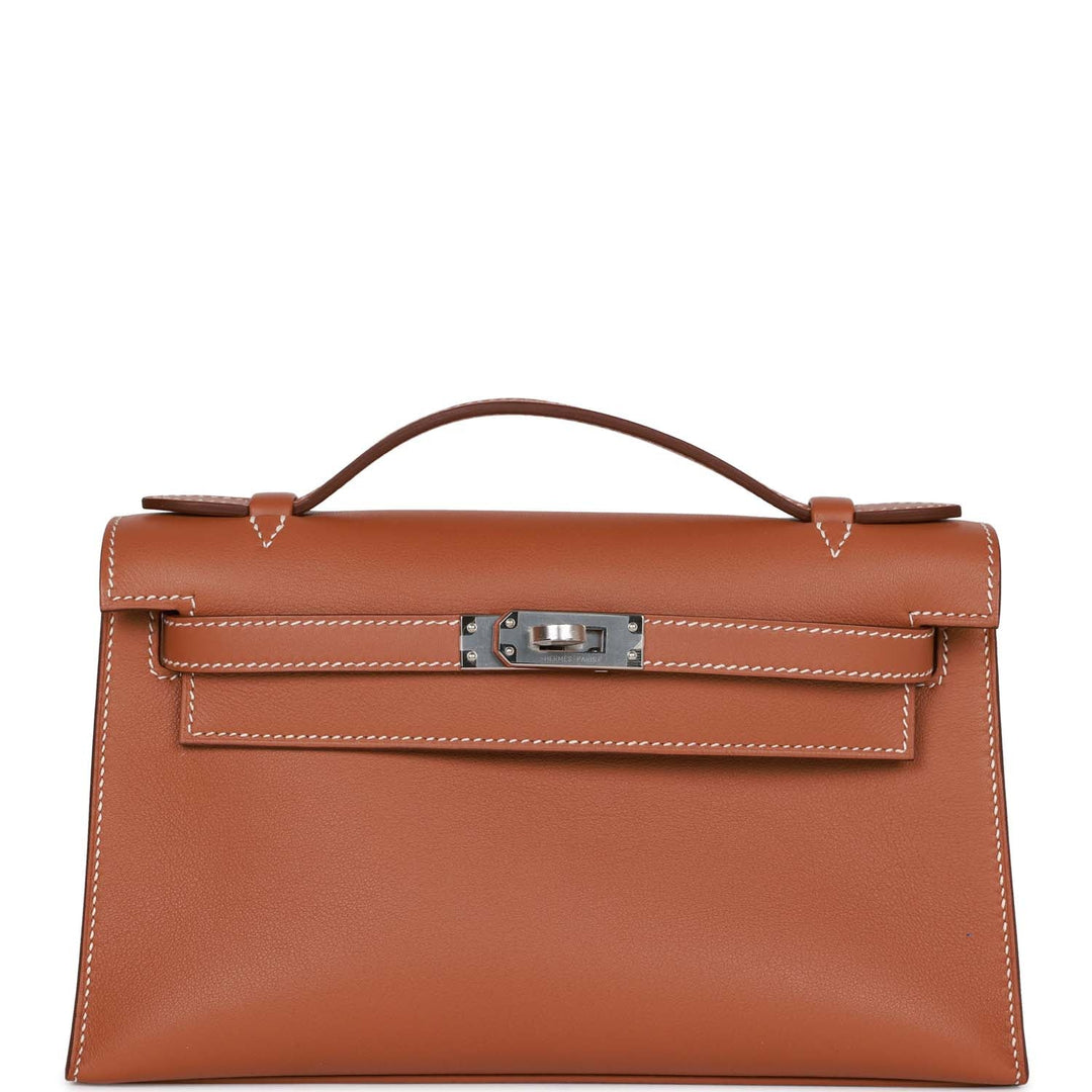 Top quality Hermes Kelly Pochette Gold Swift Palladium Hardware