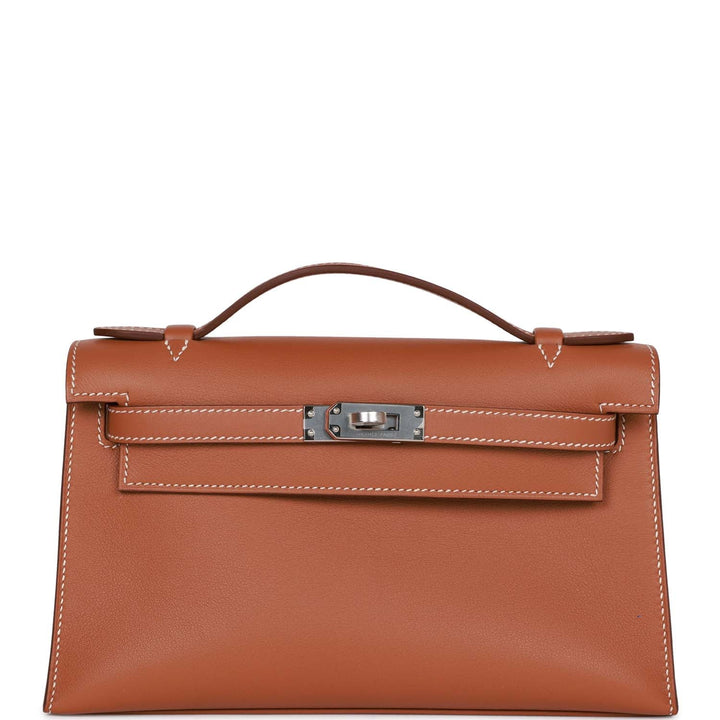 Top quality Hermes Kelly Pochette Gold Swift Palladium Hardware