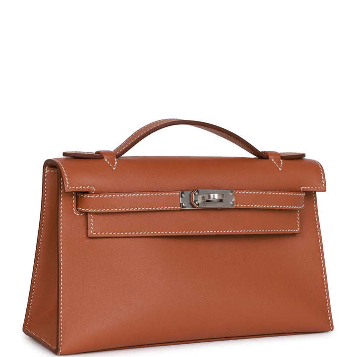 Top quality Hermes Kelly Pochette Gold Swift Palladium Hardware