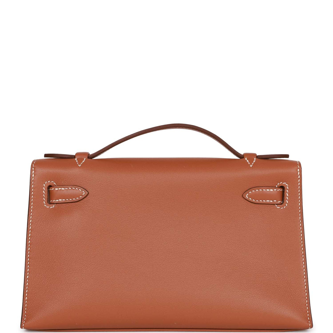 Top quality Hermes Kelly Pochette Gold Swift Palladium Hardware