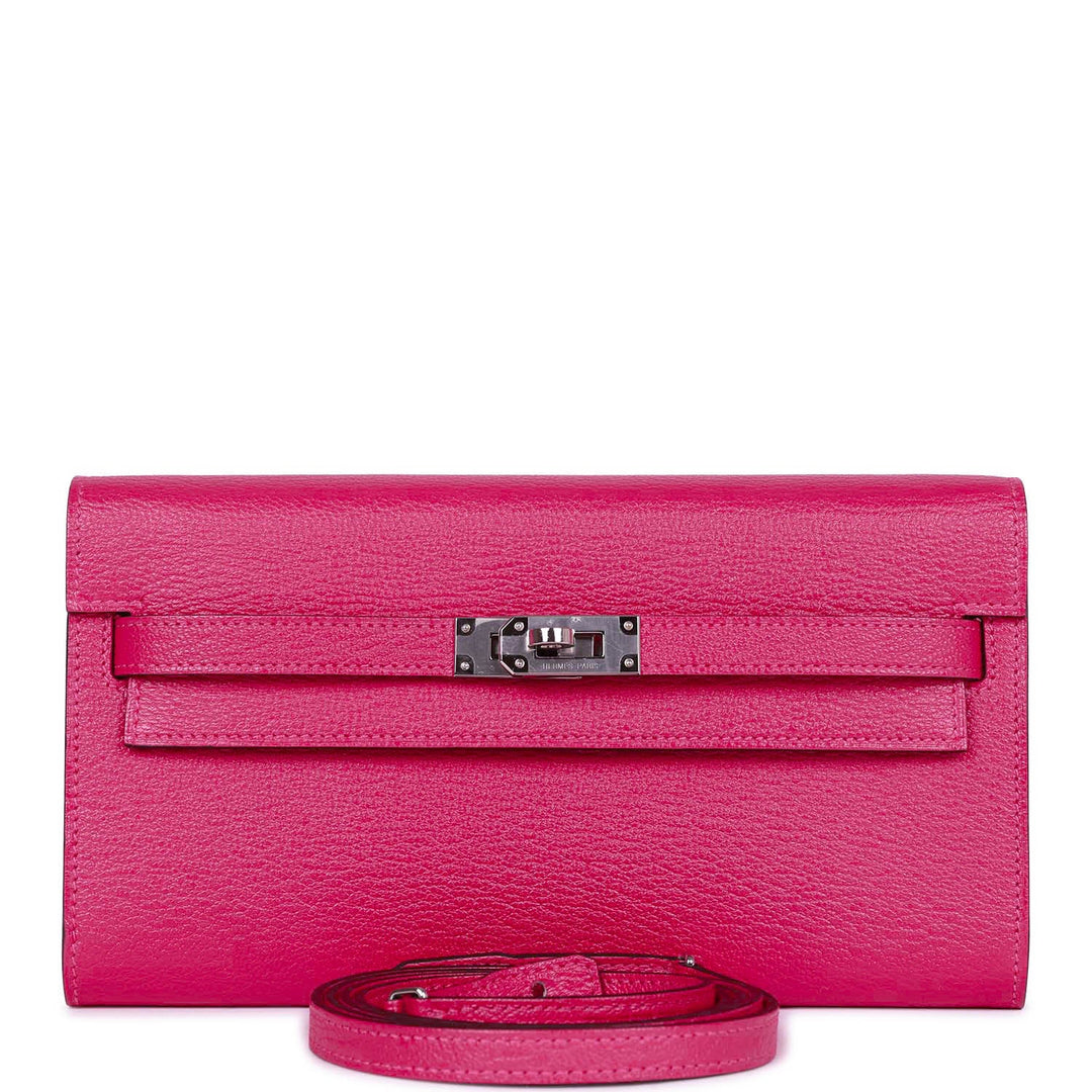 Top quality Hermes Kelly Wallet To Go Rose Mexico Chevre Palladium Hardware