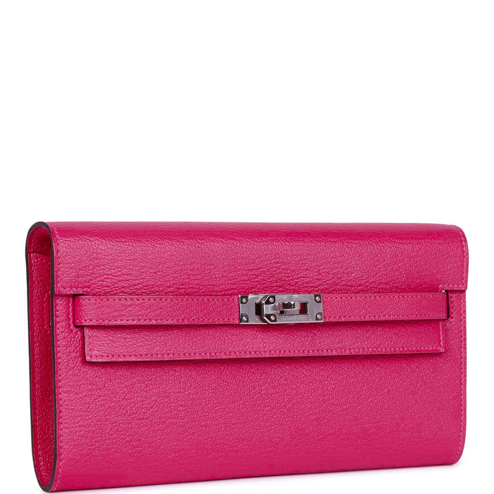 Top quality Hermes Kelly Wallet To Go Rose Mexico Chevre Palladium Hardware
