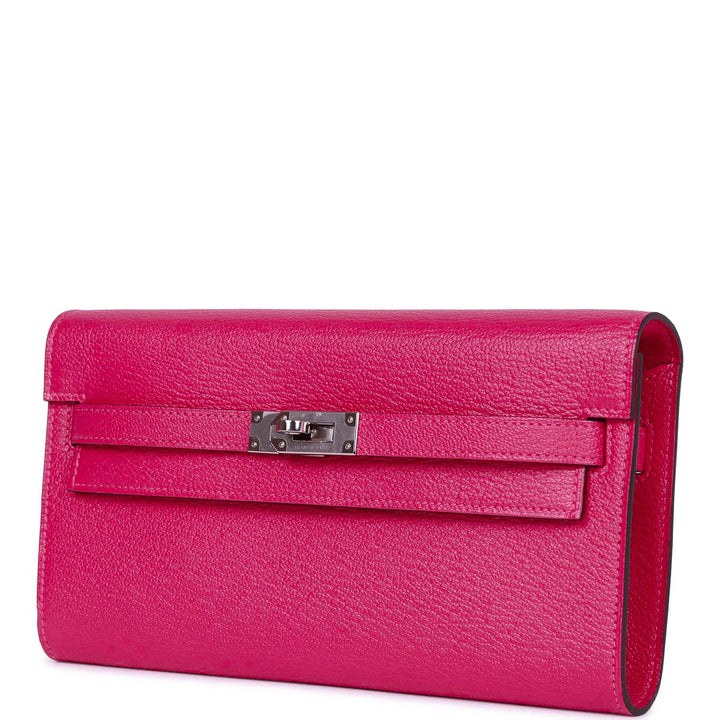 Top quality Hermes Kelly Wallet To Go Rose Mexico Chevre Palladium Hardware