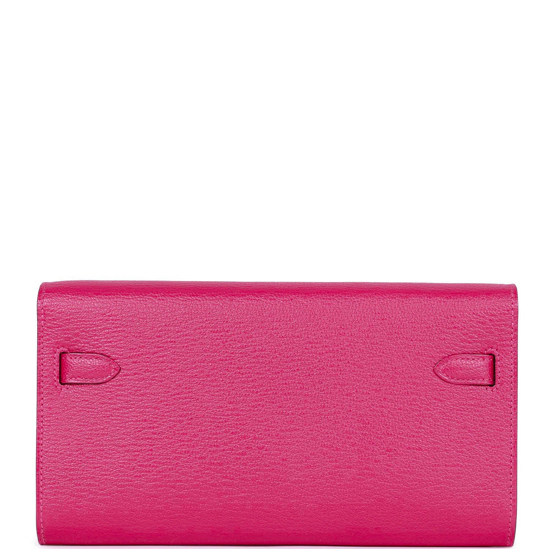 Top quality Hermes Kelly Wallet To Go Rose Mexico Chevre Palladium Hardware