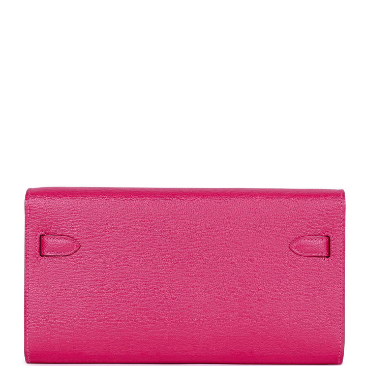 Top quality Hermes Kelly Wallet To Go Rose Mexico Chevre Palladium Hardware