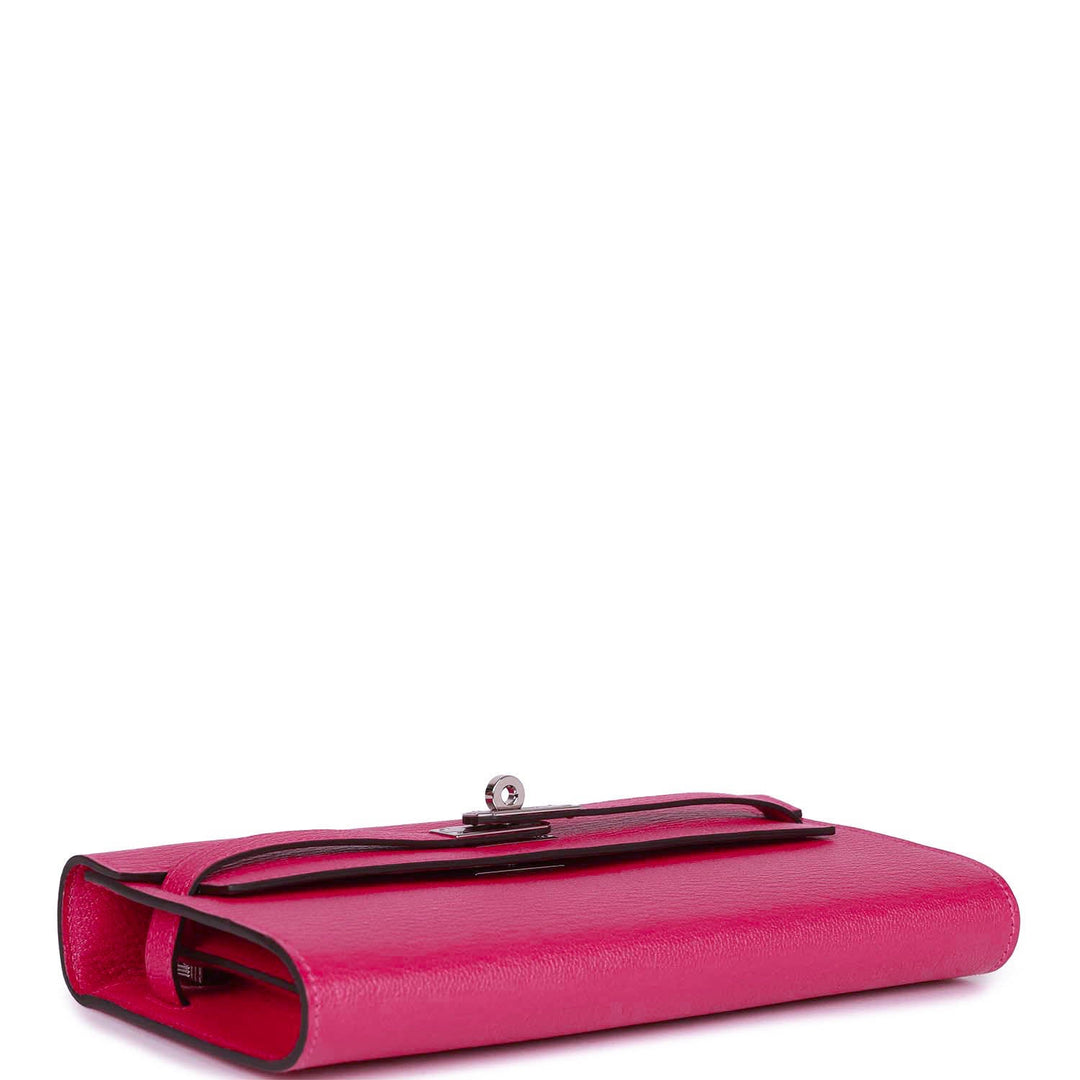 Top quality Hermes Kelly Wallet To Go Rose Mexico Chevre Palladium Hardware