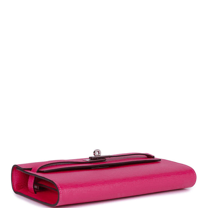 Top quality Hermes Kelly Wallet To Go Rose Mexico Chevre Palladium Hardware