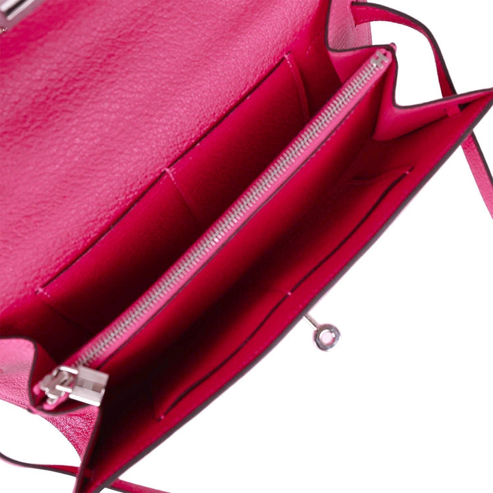 Top quality Hermes Kelly Wallet To Go Rose Mexico Chevre Palladium Hardware