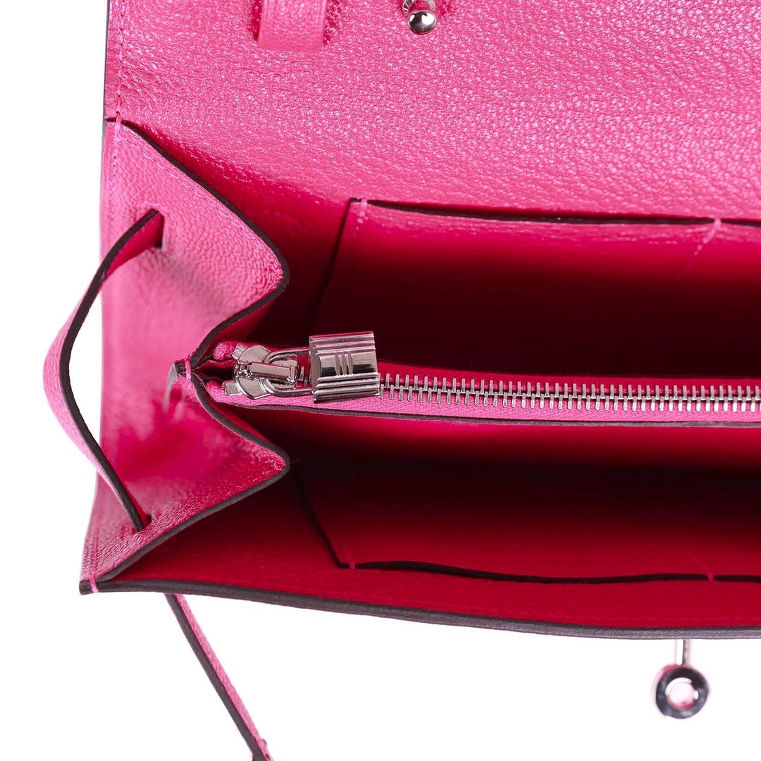 Top quality Hermes Kelly Wallet To Go Rose Mexico Chevre Palladium Hardware