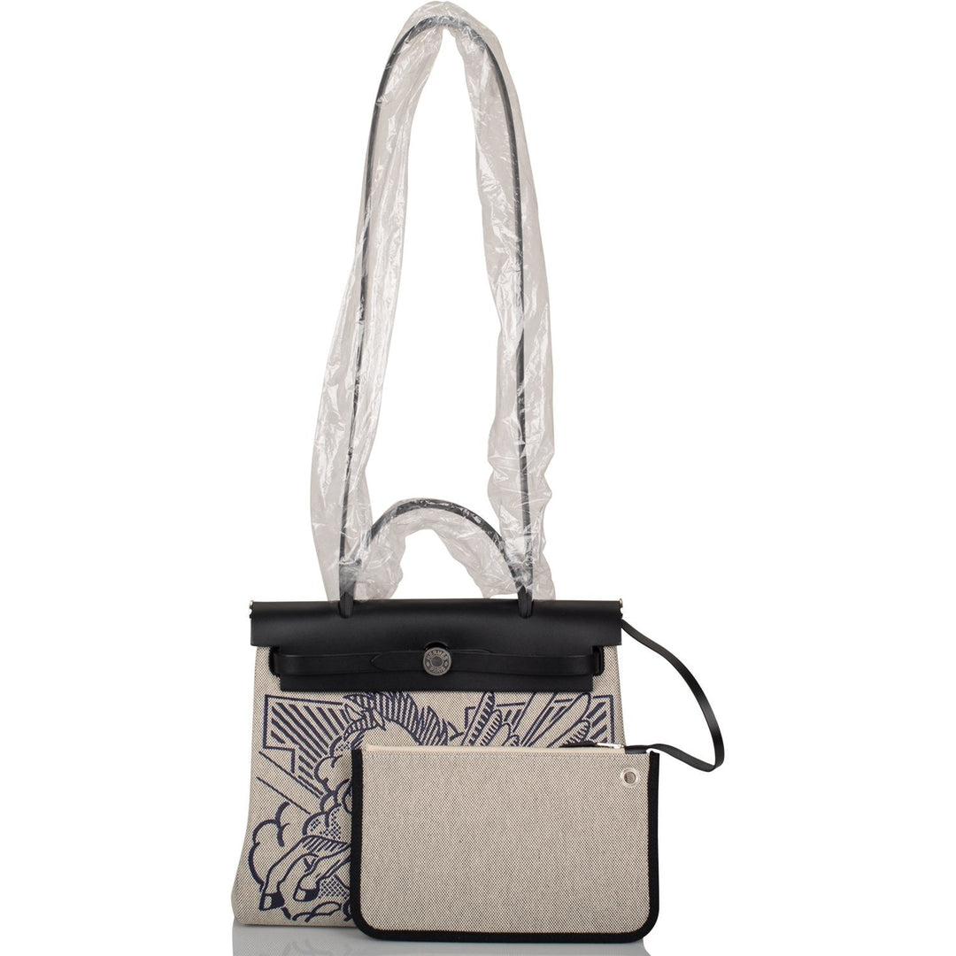 Top quality Hermes Herbag 32 Pegase Pop Black Hunter and Toile Palladium Hardware