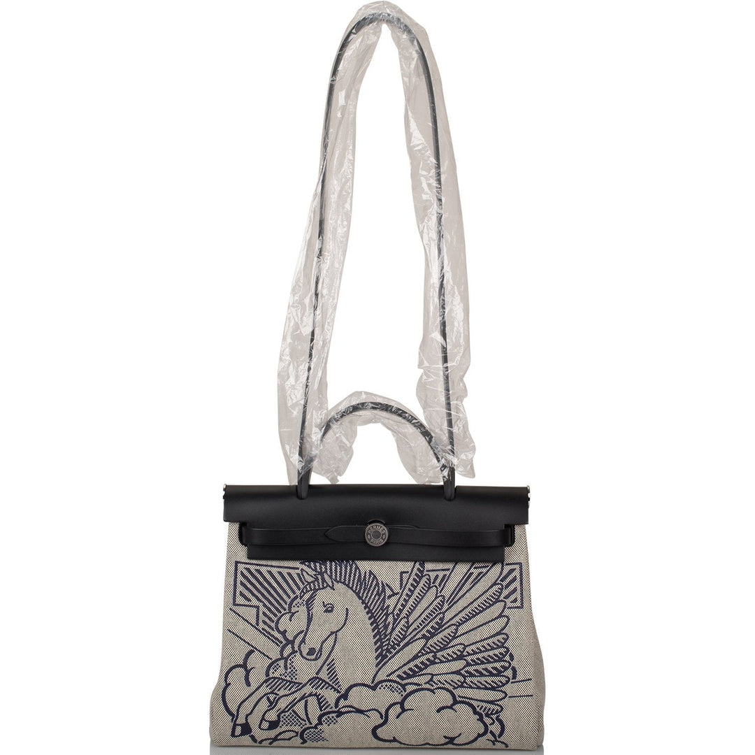 Top quality Hermes Herbag 32 Pegase Pop Black Hunter and Toile Palladium Hardware