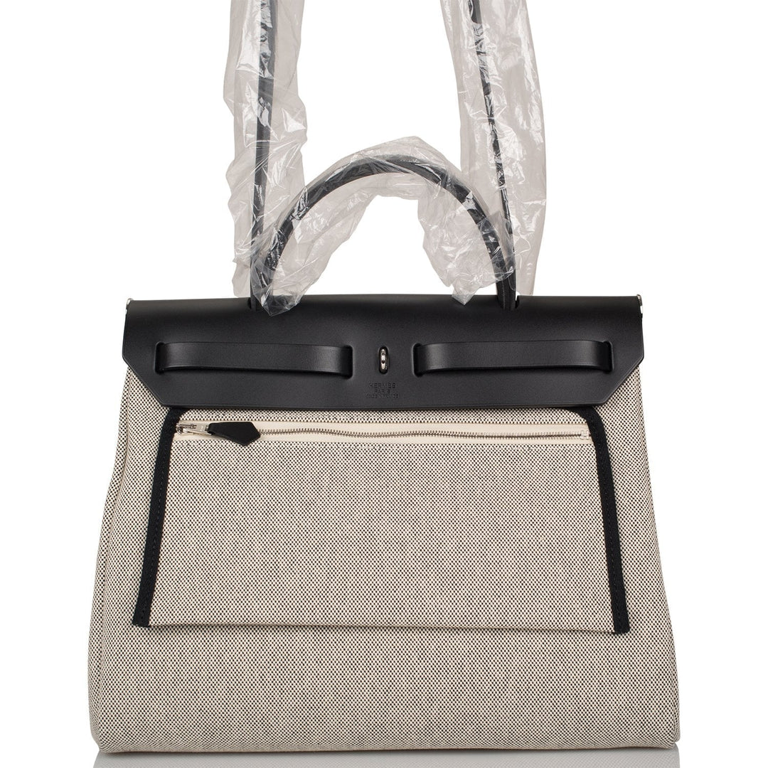 Top quality Hermes Herbag 32 Pegase Pop Black Hunter and Toile Palladium Hardware
