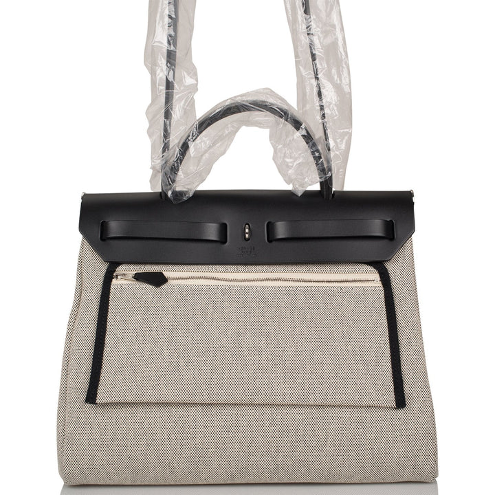 Top quality Hermes Herbag 32 Pegase Pop Black Hunter and Toile Palladium Hardware