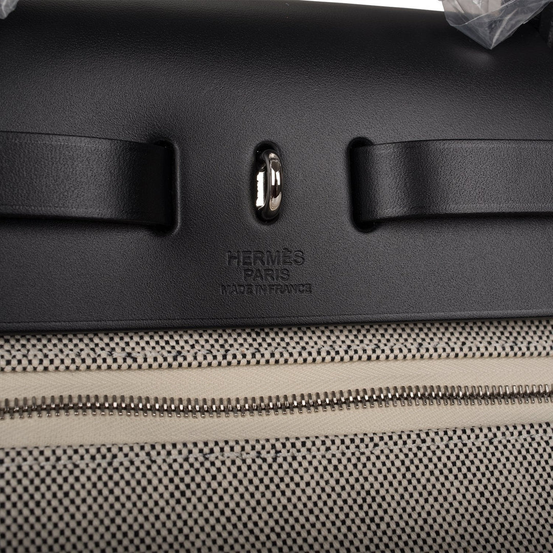 Top quality Hermes Herbag 32 Pegase Pop Black Hunter and Toile Palladium Hardware