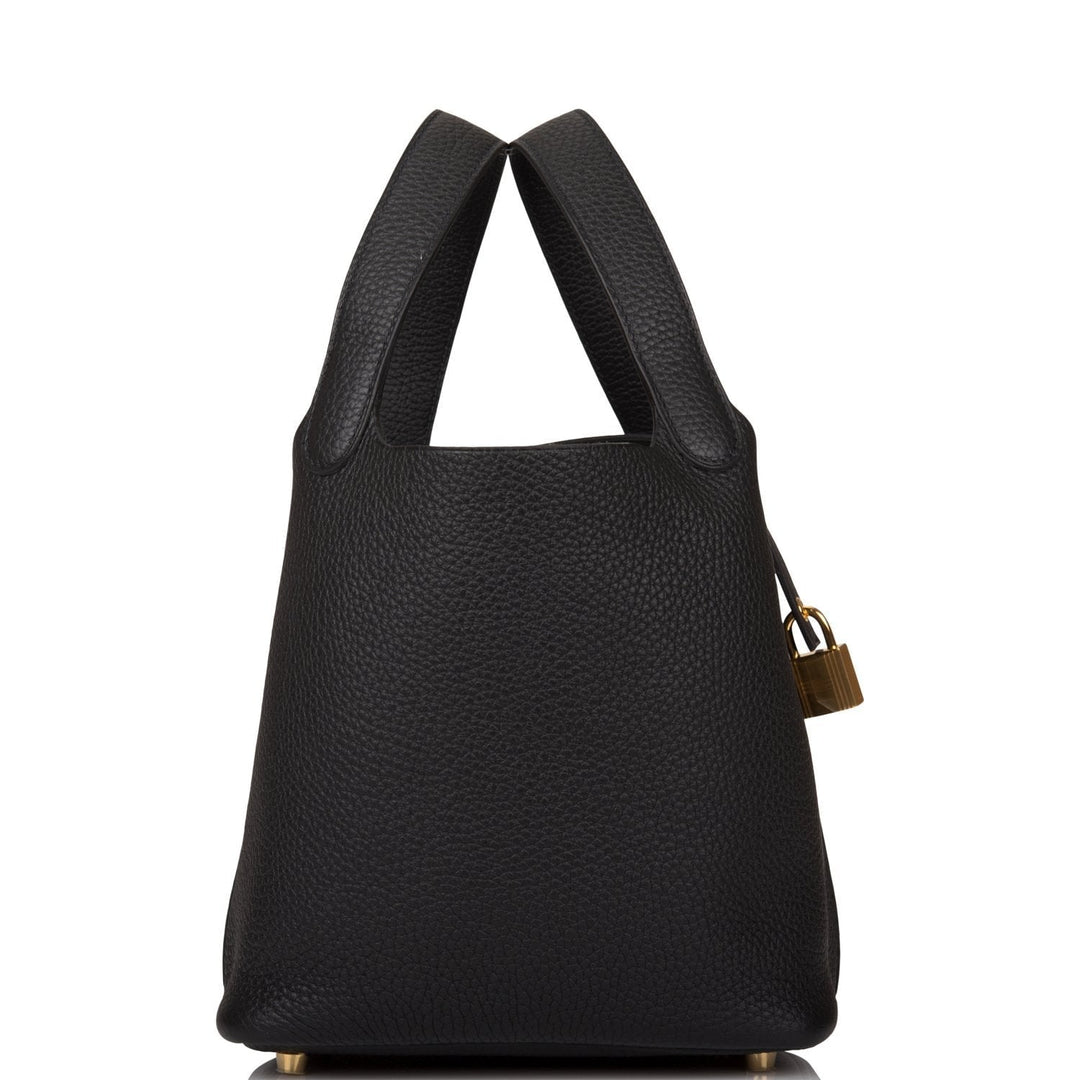 Top quality Hermes Black Clemence Picotin Lock 18cm Gold Hardware