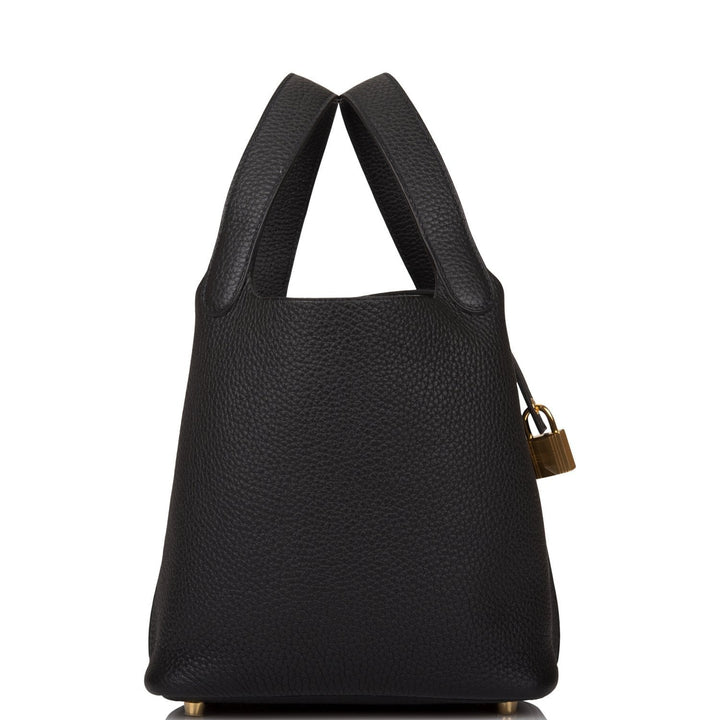Top quality Hermes Black Clemence Picotin Lock 18cm Gold Hardware